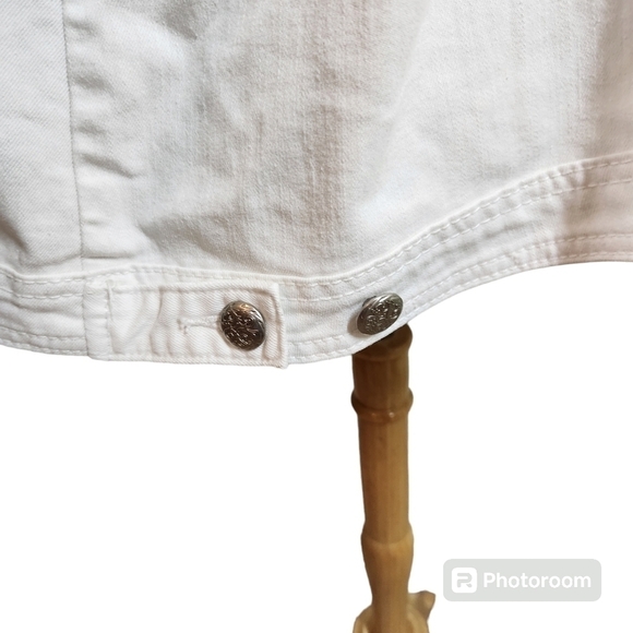 C J Banks White Jean Jacket Embroidered, sz 3X - Picture 3 of 11